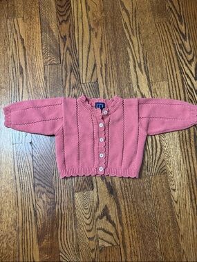 Vintage Baby GAP Pink Knit Cardigan 6–12M Y2K Cotton Button Sweater